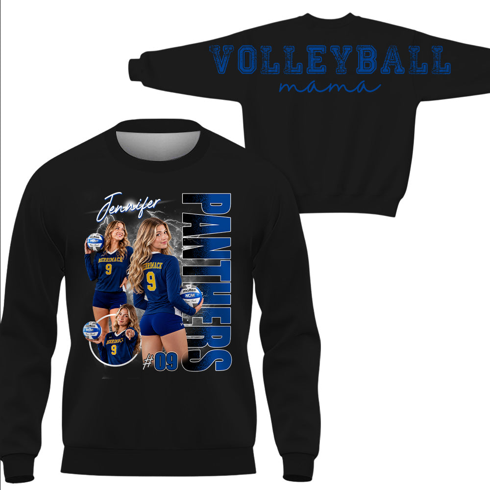 Personalized Volleyball Mom Sweatshirt, Custom Large Back Graphic, Gift For Volleyball Mom Volleyball Family Volleyball Lovers MI209 T24
