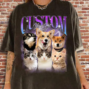 Custom Bootleg Pet Shirt, Custom Dog Shirt, Personalized with Your Own Dog or Cat,Dog Photo Retro 90's Tee Gift For Her