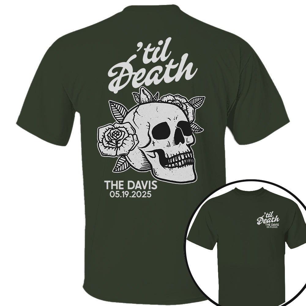 Custom Til Death Shirt, Skeleton Bride Shirt, Wedding Date Newlywed Tees, Wedding Day Shirt, Til Death Married Couple Nh00