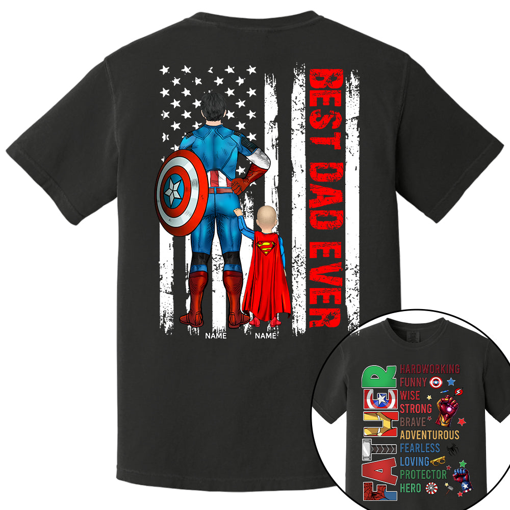 Father Hardworking -Best Dad Ever Personalized Shirt - Custom Father's Day Shirt  Gifts For Dad Na02 Nh00