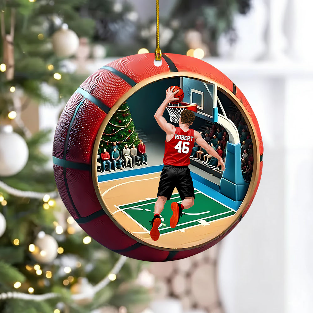 Basketball Player Jumping Dunking Personalized Ornament Gift For Basketball Lovers, Custom Christmas Gifts For Basketball Players Vrs2 A2110 Do99