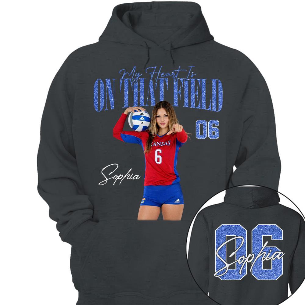 My Heart Is On That Field - Personalized Washed Tee Retro Bootleg Shirt - Gift For Volleyball Lovers T1807 Hv01
