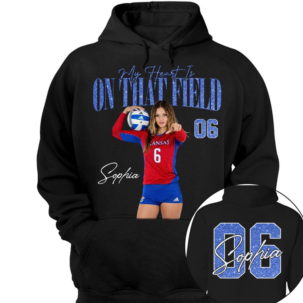 My Heart Is On That Field - Personalized Washed Tee Retro Bootleg Shirt - Gift For Volleyball Lovers T1807 Hv01