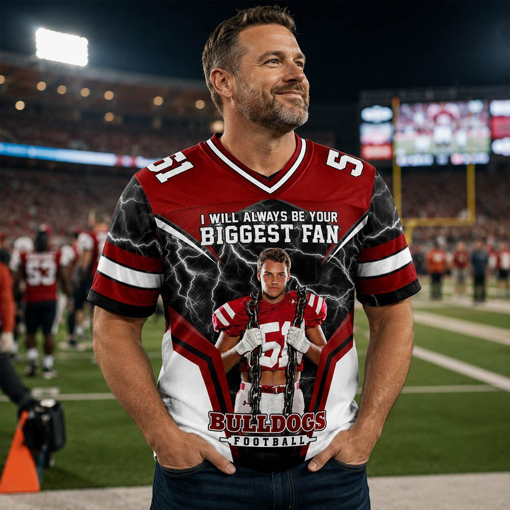 I Will Always Be Your Biggest Fan Personalized All Over Print Football Jersey For Football Mom Grandma Sport Family