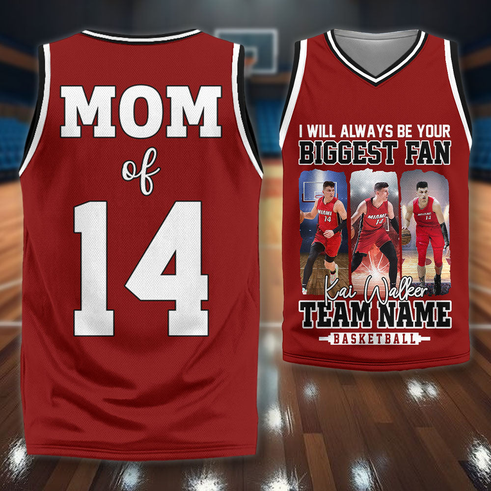 I Will Always Be Your Biggest Fan, Personalized Basketball Jersey For Basketball Mom Sport Family NA02 PT99