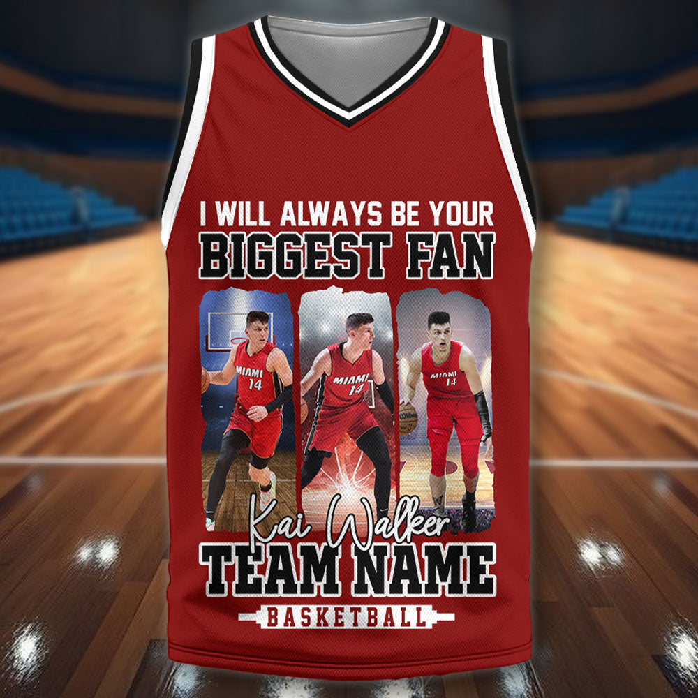 I Will Always Be Your Biggest Fan, Personalized Basketball Jersey For Basketball Mom Sport Family NA02 PT99