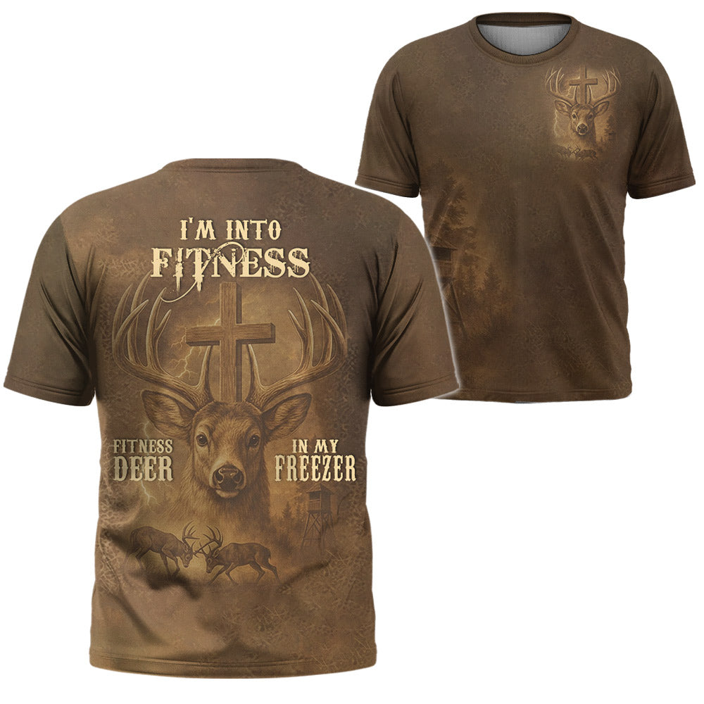 Deer Hunting Dad shirt, I'm Into Fitness Fitness Deer in My Freezer Shirt, Dad Shirt, Gift for Hunter, Hunting T-Shirt, Funny Husband Shirts Li29