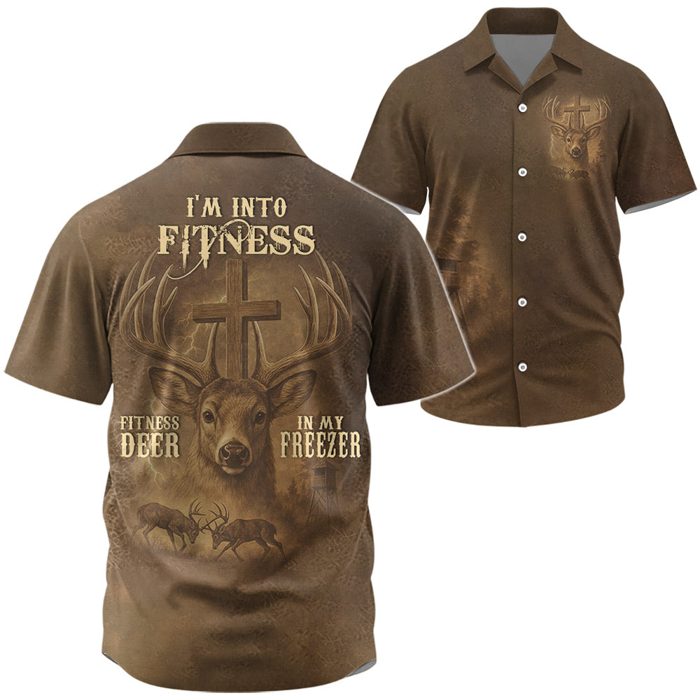 Deer Hunting Dad shirt, I'm Into Fitness Fitness Deer in My Freezer Shirt, Dad Shirt, Gift for Hunter, Hunting T-Shirt, Funny Husband Shirts Li29