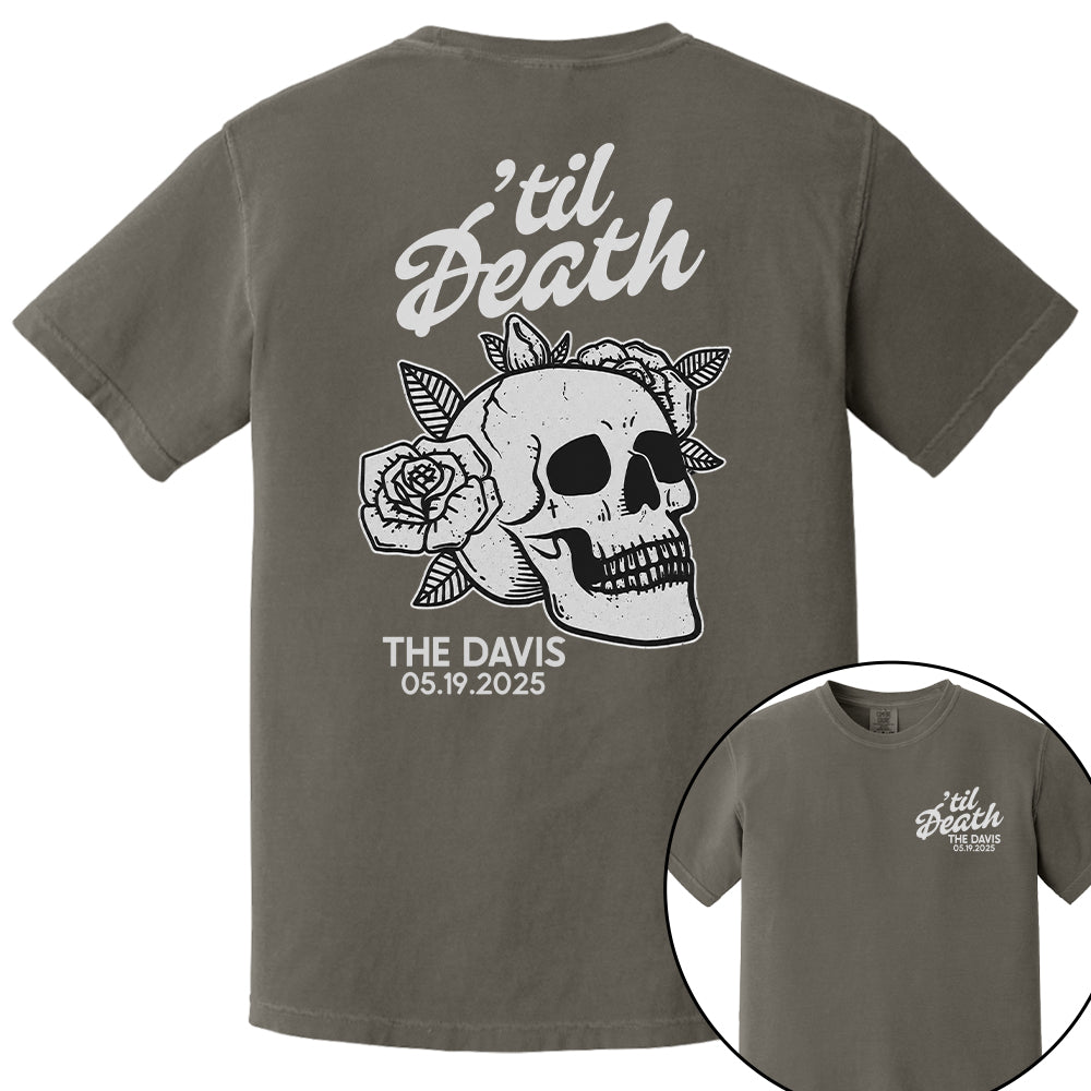 Custom Til Death Shirt, Skeleton Bride Shirt, Wedding Date Newlywed Tees, Wedding Day Shirt, Til Death Married Couple Nh00