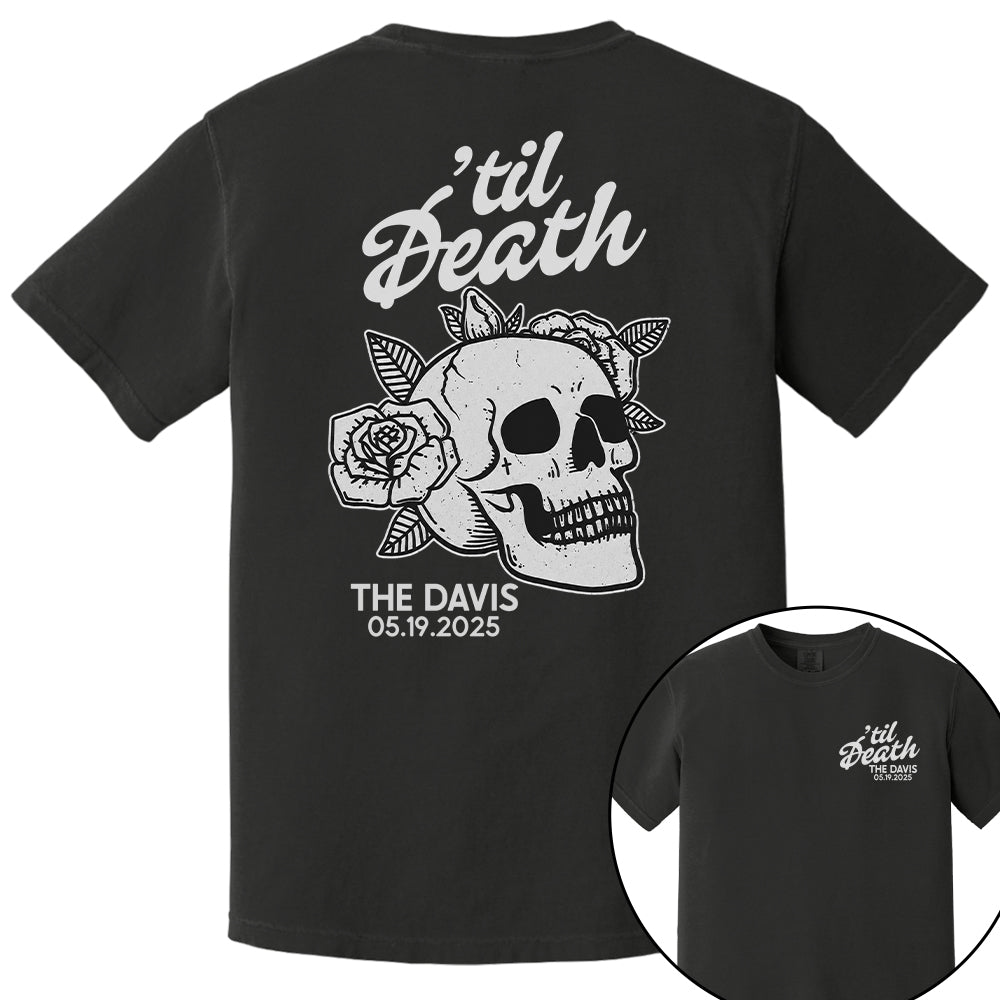 Custom Til Death Shirt, Skeleton Bride Shirt, Wedding Date Newlywed Tees, Wedding Day Shirt, Til Death Married Couple Nh00