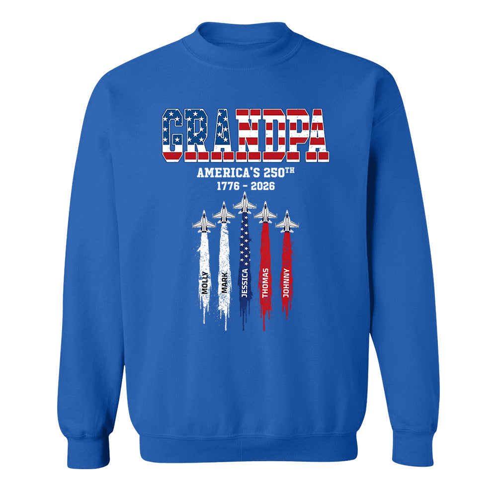 American Grandpa, Personalized Shirt Custom Kids Names Nation Flag American 250th Anniversary,  Father's Day Gift For Dad, Grandpa MI209 VH01
