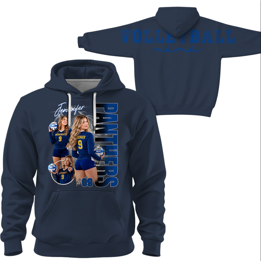 Personalized Volleyball Mom Sweatshirt, Custom Large Back Graphic, Gift For Volleyball Mom Volleyball Family Volleyball Lovers MI209 T24