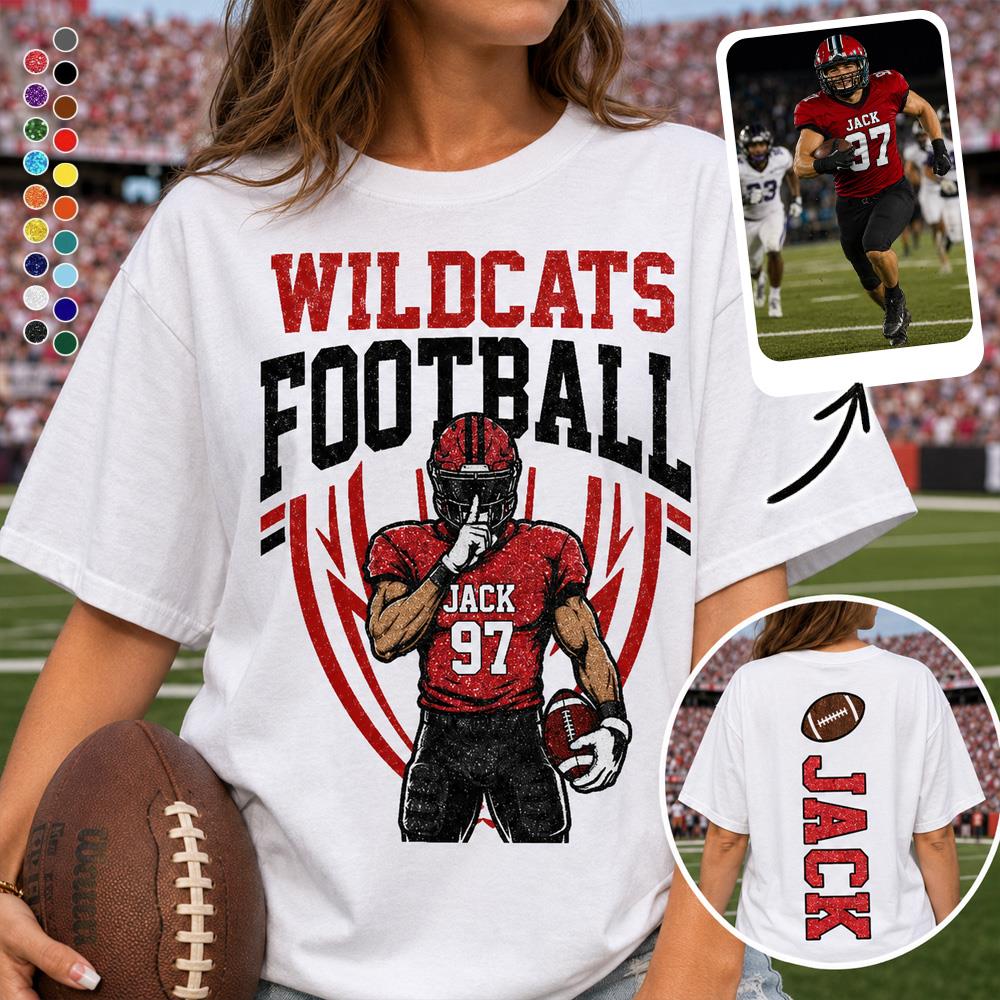 Custom Football Team Name & Number Shirt Football Mom Shirt Football Team Shirt Game Day Shirt Gift for Mom High School Football Cheer Shirt Vr2