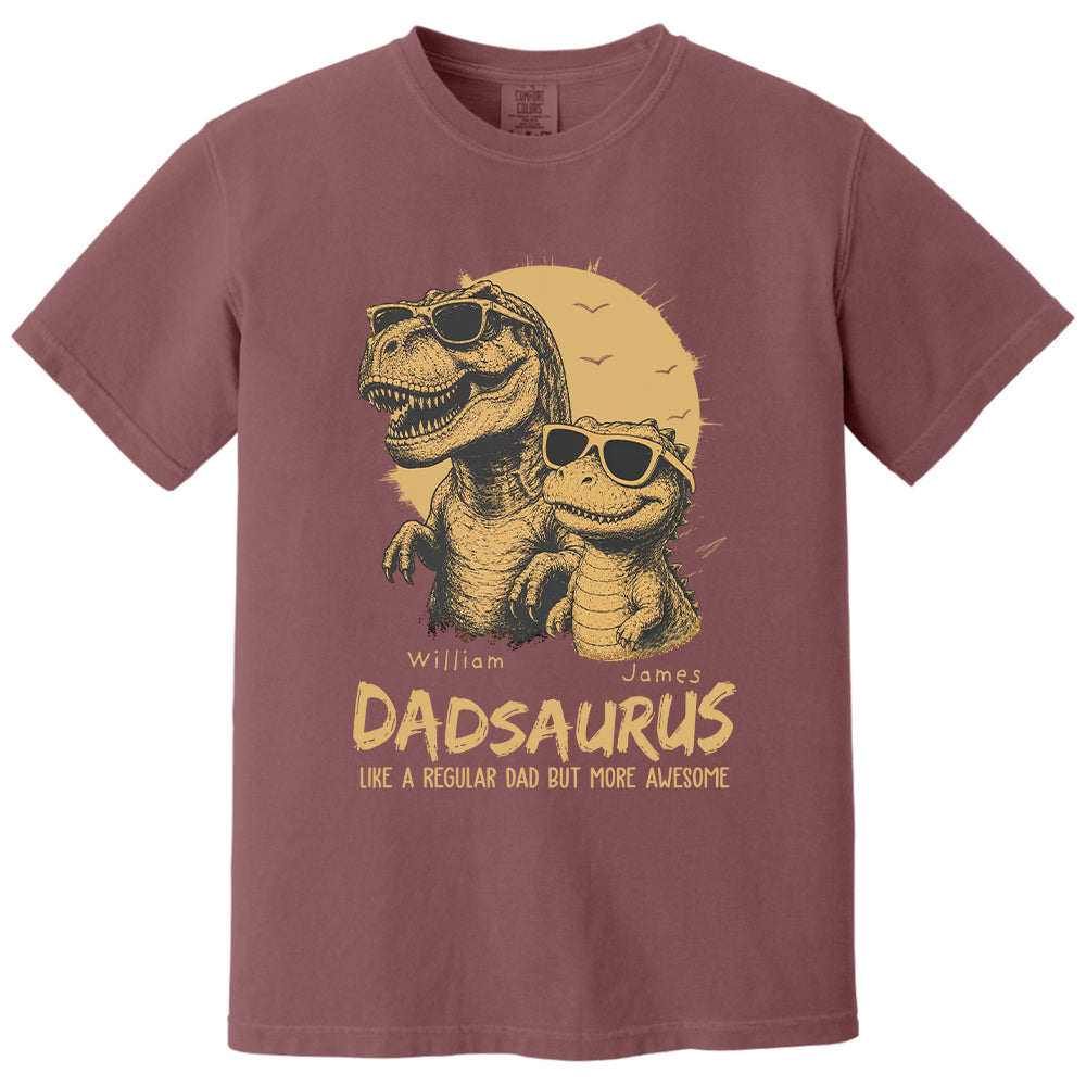 Personalized Dad Dinosaur Shirt with Custom Kids Names, Funny Grandpa Family T Shirt for Dad Daddy, Father's Day Birthday Gift VH01