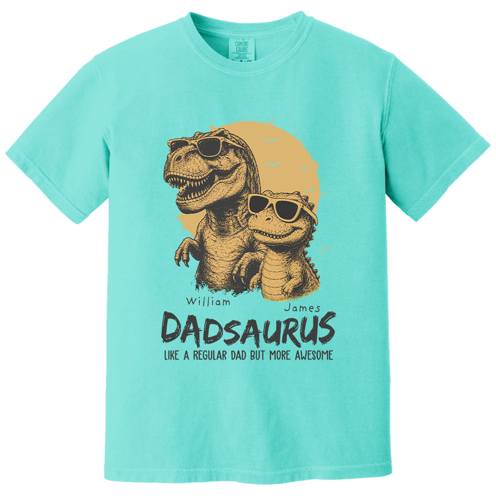 Personalized Dad Dinosaur Shirt with Custom Kids Names, Funny Grandpa Family T Shirt for Dad Daddy, Father's Day Birthday Gift VH01