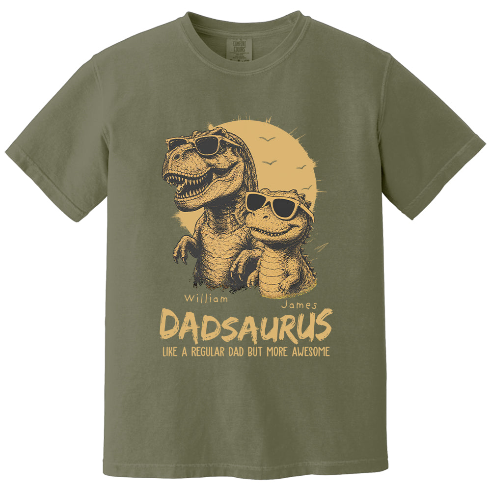 Personalized Dad Dinosaur Shirt with Custom Kids Names, Funny Grandpa Family T Shirt for Dad Daddy, Father's Day Birthday Gift VH01