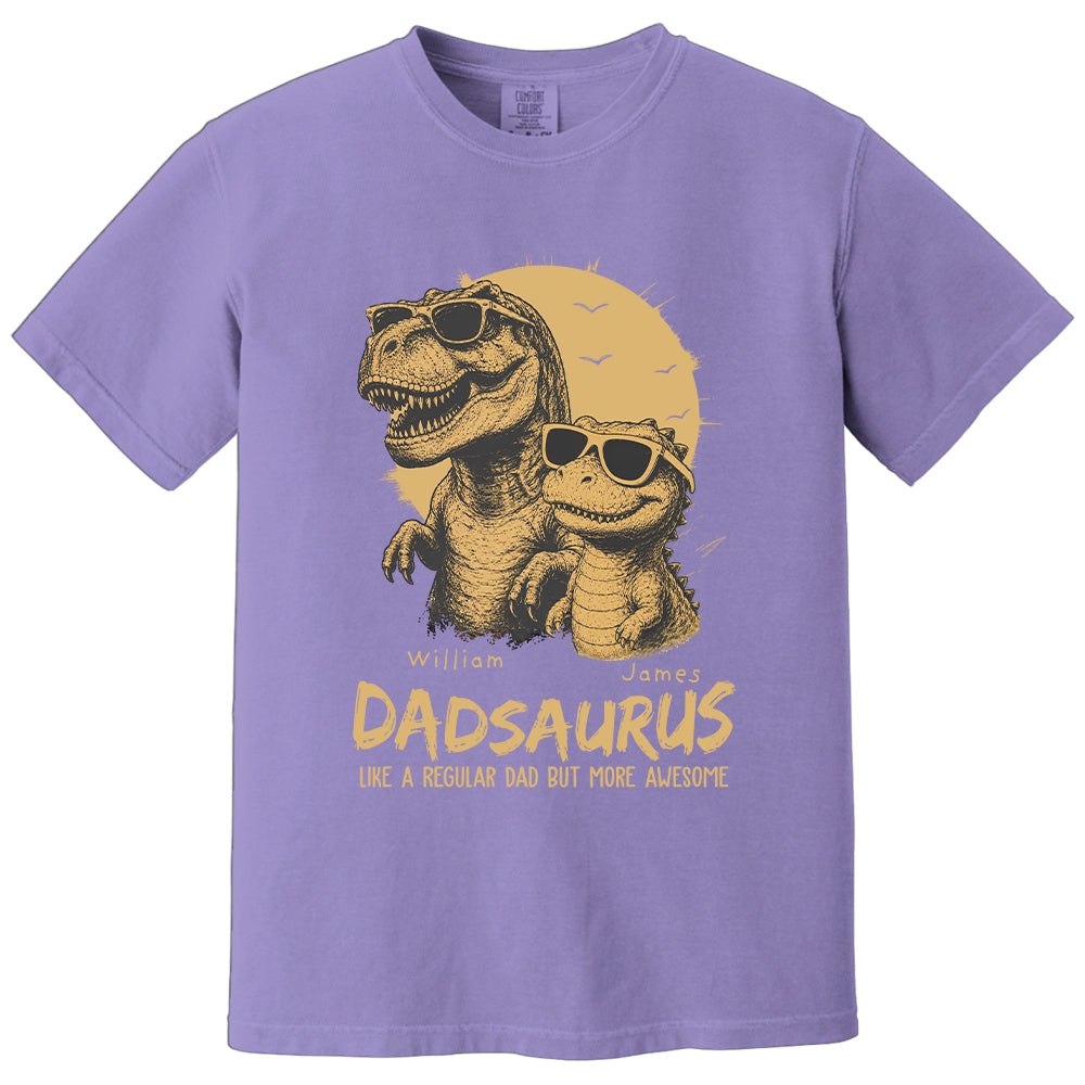 Personalized Dad Dinosaur Shirt with Custom Kids Names, Funny Grandpa Family T Shirt for Dad Daddy, Father's Day Birthday Gift VH01