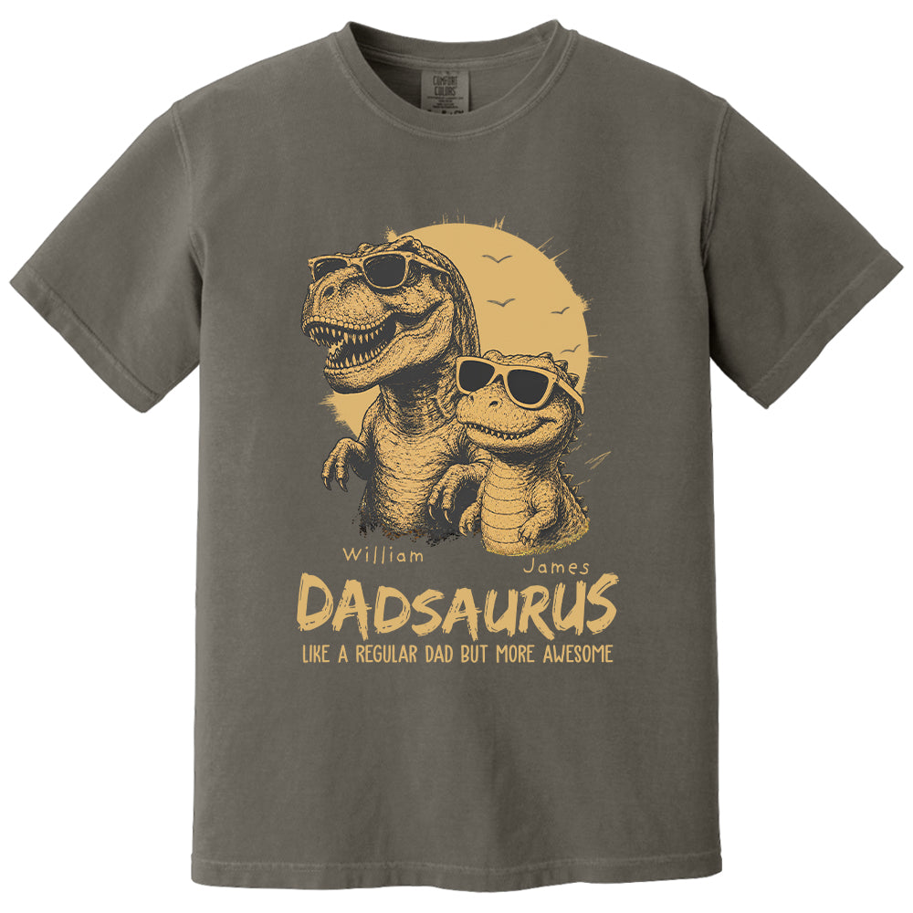 Personalized Dad Dinosaur Shirt with Custom Kids Names, Funny Grandpa Family T Shirt for Dad Daddy, Father's Day Birthday Gift VH01