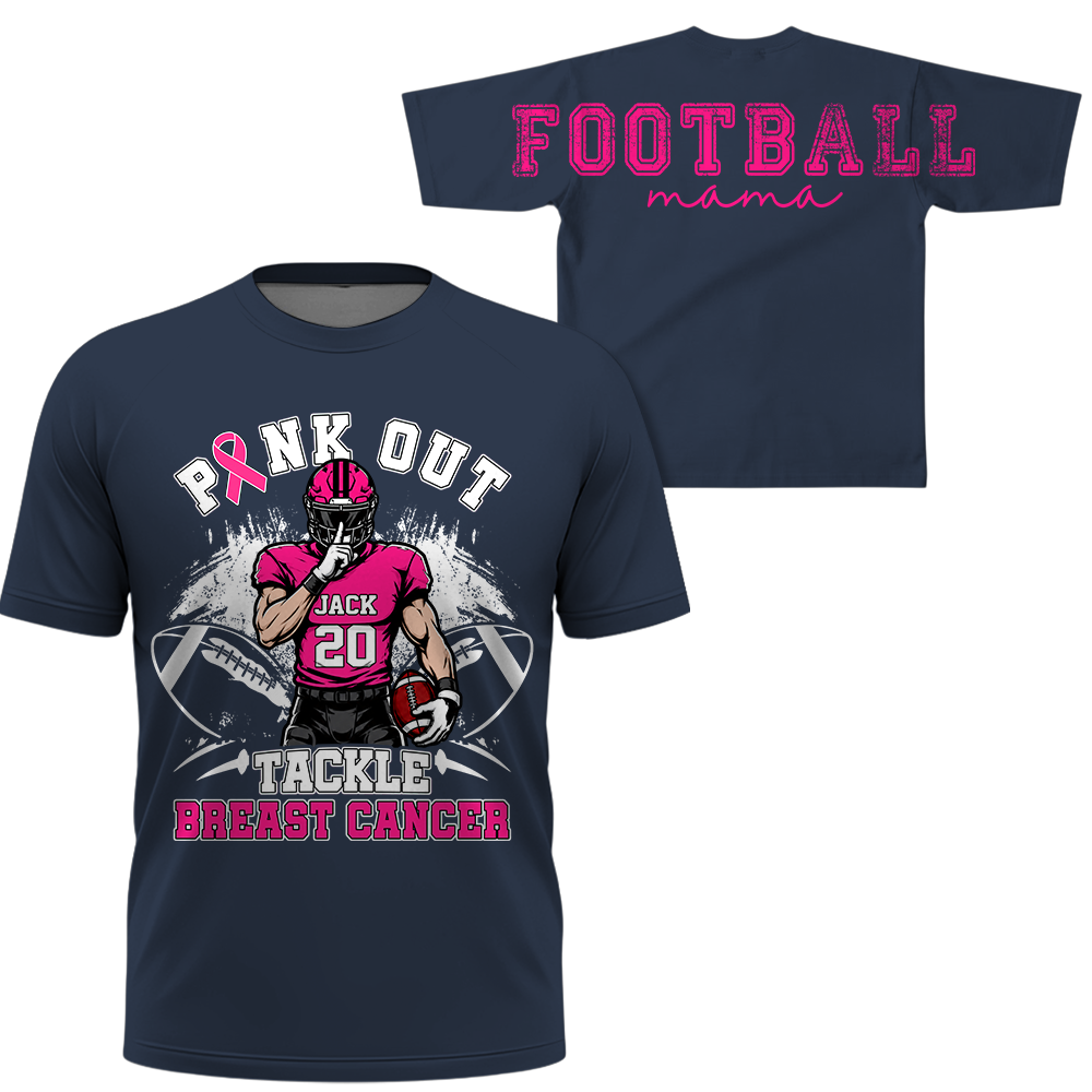 Pink Out Tackle Breast Cancer, Custom Large Back Graphic Game Day Football Shirt, Gift For Football Mom Family Football Lovers MI209 Hv01