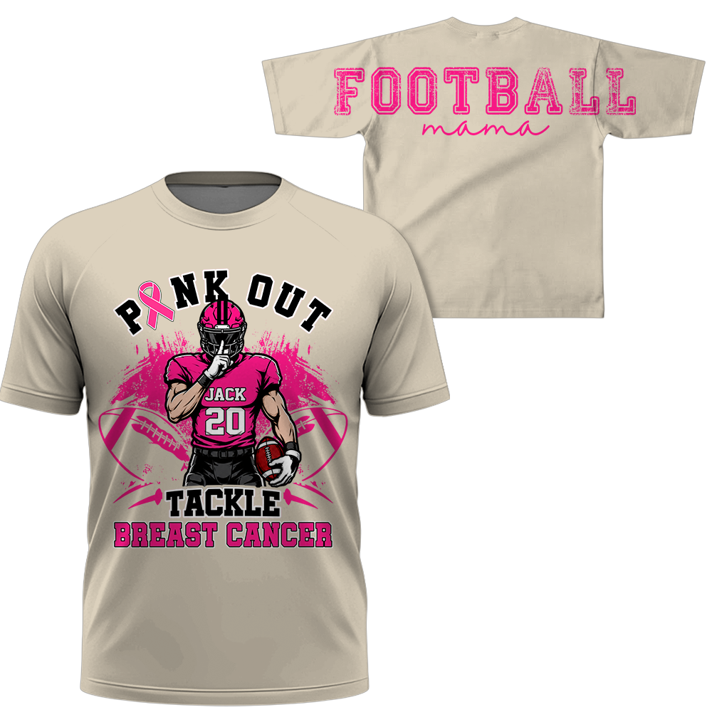 Pink Out Tackle Breast Cancer, Custom Large Back Graphic Game Day Football Shirt, Gift For Football Mom Family Football Lovers MI209 Hv01