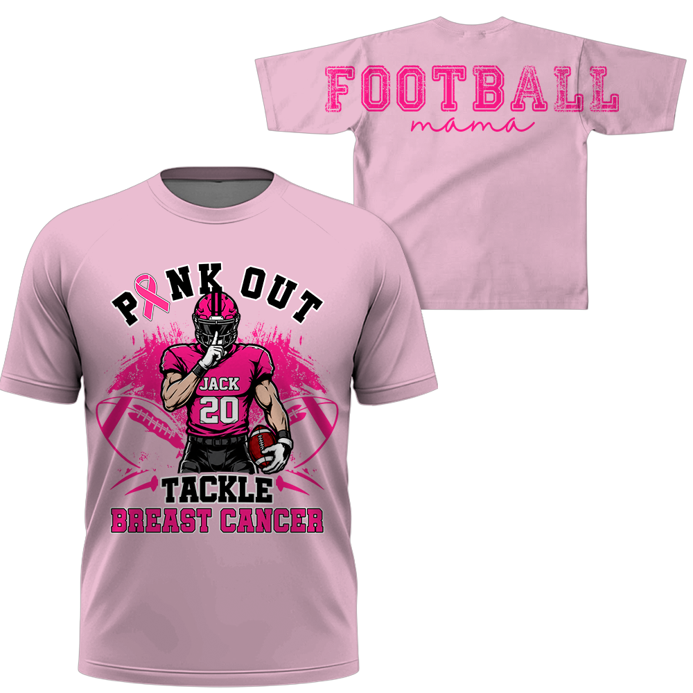 Pink Out Tackle Breast Cancer, Custom Large Back Graphic Game Day Football Shirt, Gift For Football Mom Family Football Lovers MI209 Hv01