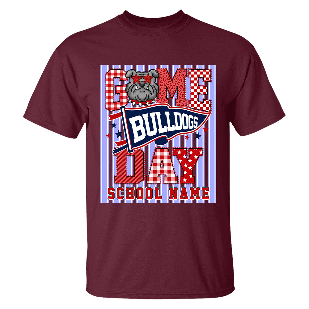 Custom School Name Mascot Striped, Back To Shool Shirt L0411 Hv01