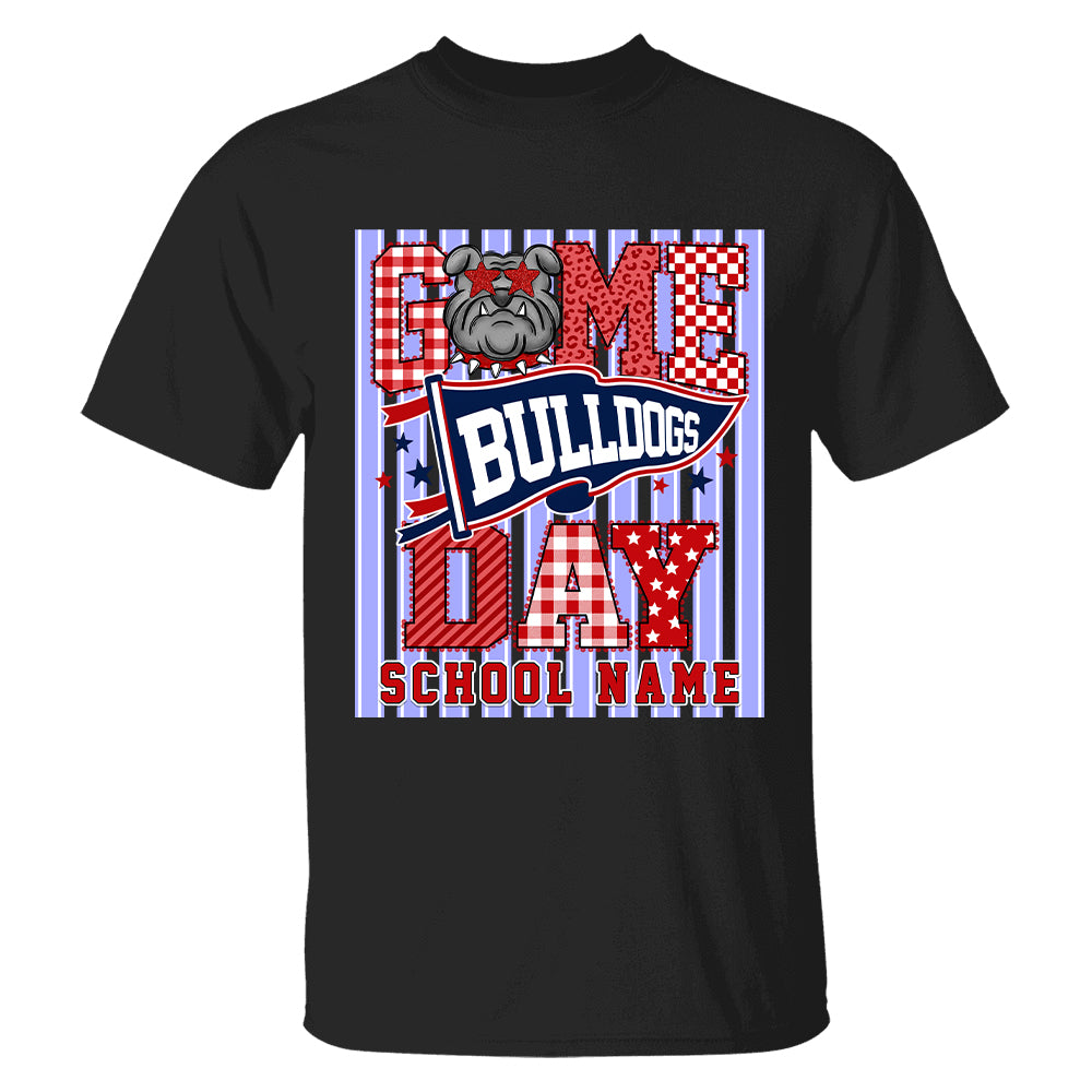 Custom School Name Mascot Striped, Back To Shool Shirt L0411 Hv01