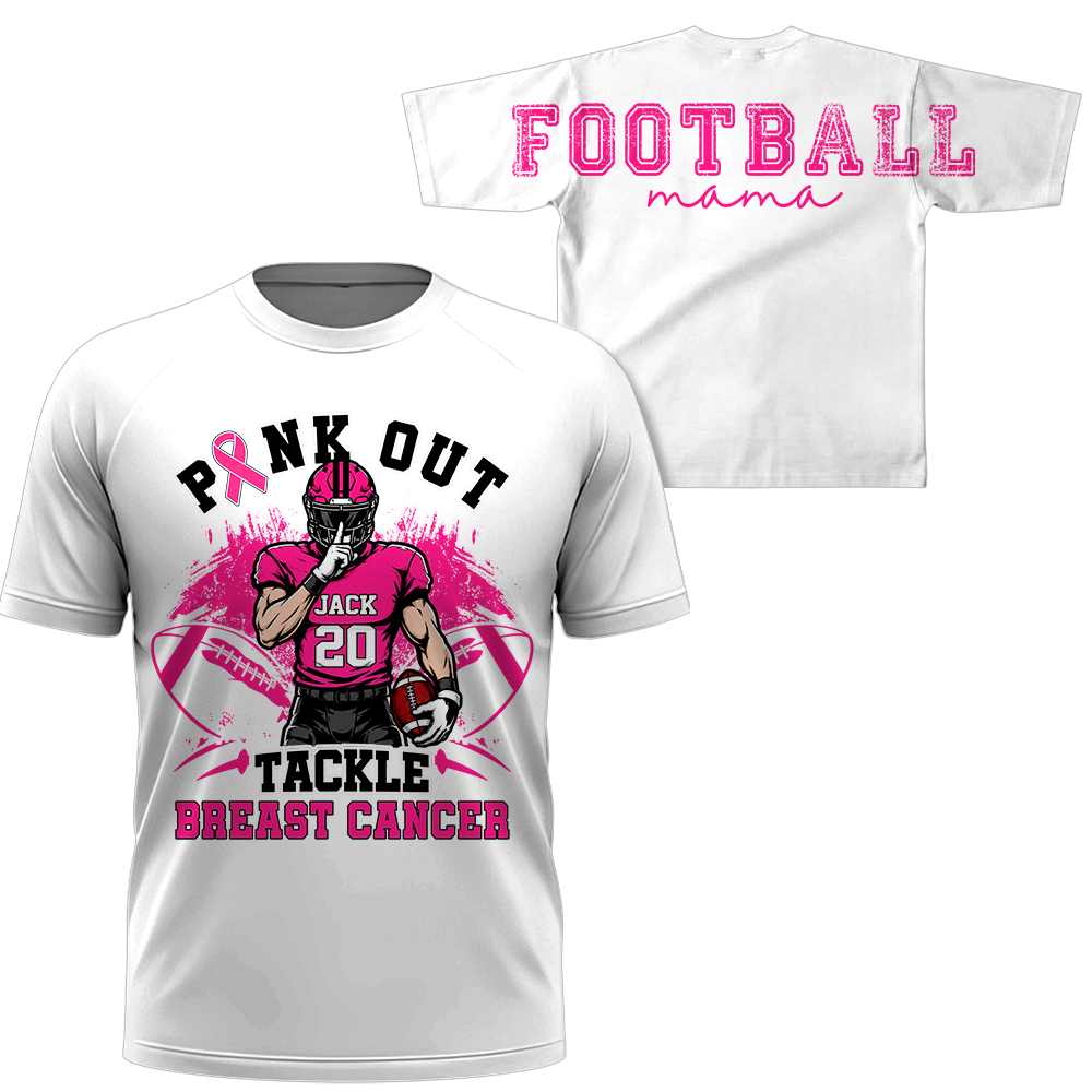 Pink Out Tackle Breast Cancer, Custom Large Back Graphic Game Day Football Shirt, Gift For Football Mom Family Football Lovers MI209 Hv01