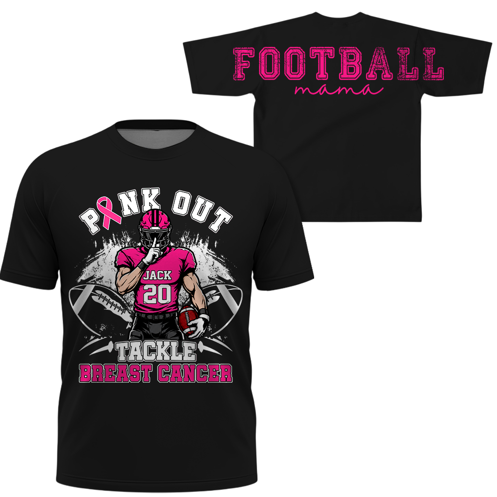 Pink Out Tackle Breast Cancer, Custom Large Back Graphic Game Day Football Shirt, Gift For Football Mom Family Football Lovers MI209 Hv01