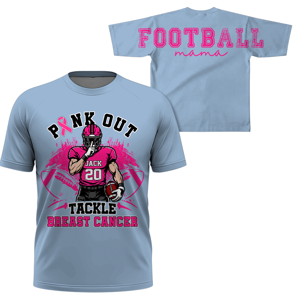 Pink Out Tackle Breast Cancer, Custom Large Back Graphic Game Day Football Shirt, Gift For Football Mom Family Football Lovers MI209 Hv01