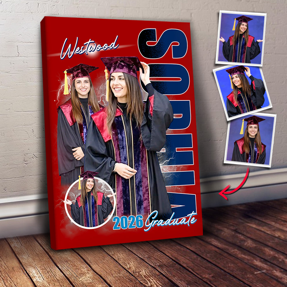 Custom Photo Graduation Poster - Personalized Name School Name Bootleg Poster Graduation T1807