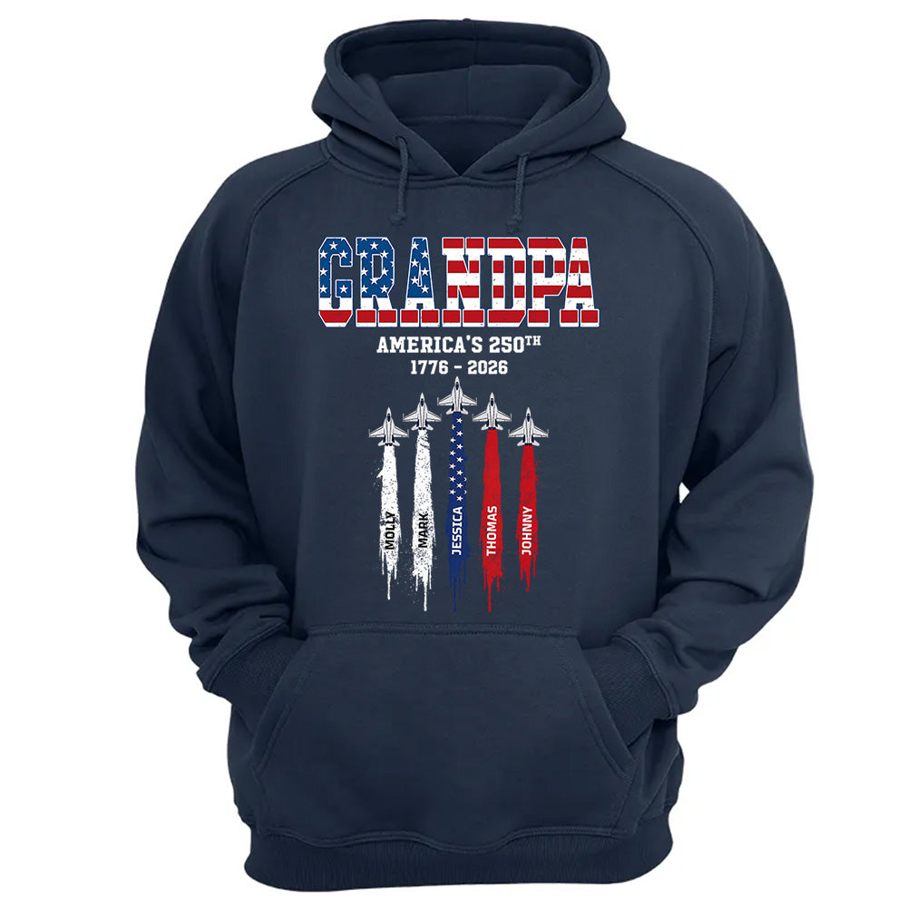 American Grandpa, Personalized Shirt Custom Kids Names Nation Flag American 250th Anniversary,  Father's Day Gift For Dad, Grandpa MI209 VH01