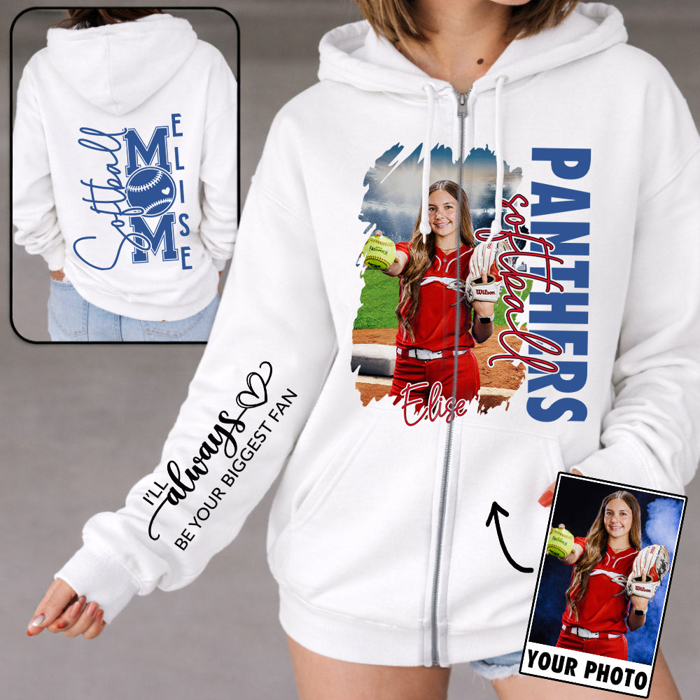 Custom Photo Softball Shirt, Personalized Softball Mom Shirt, Softball Hoodie, Softball Dad Sweatshirt T1807