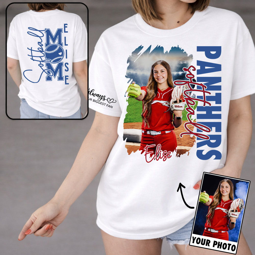 Custom Photo Softball Shirt, Personalized Softball Mom Shirt, Softball Hoodie, Softball Dad Sweatshirt T1807
