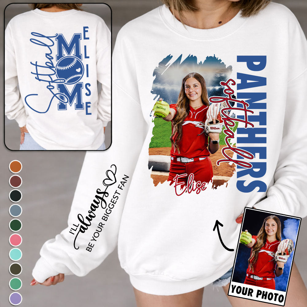 Custom Photo Softball Shirt, Personalized Softball Mom Shirt, Softball Hoodie, Softball Dad Sweatshirt T1807