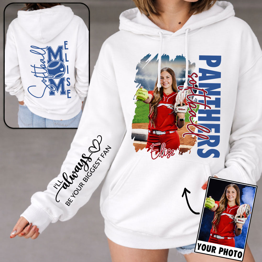 Custom Photo Softball Shirt, Personalized Softball Mom Shirt, Softball Hoodie, Softball Dad Sweatshirt T1807
