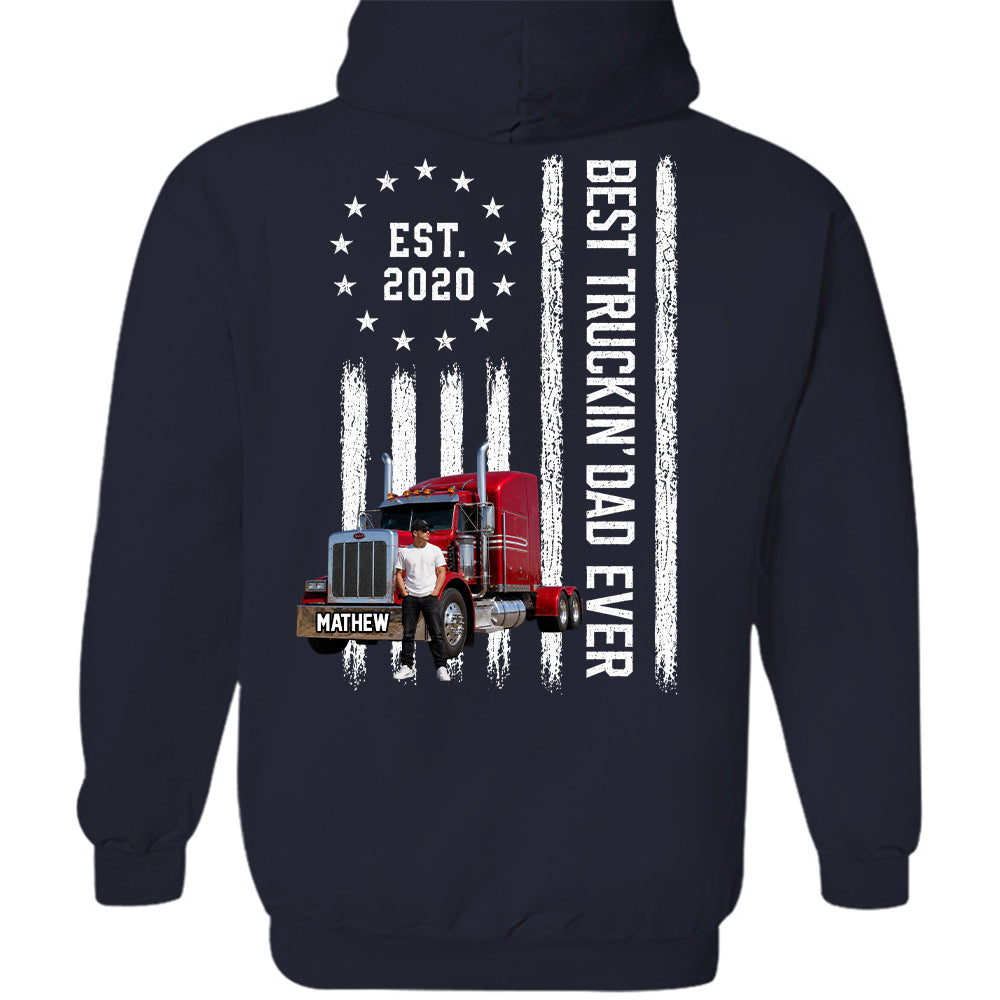 Custom Photo Best Truckin' Dad Ever Shirt, Gift For Dad, Grandpa, Father's Day L0411 T24