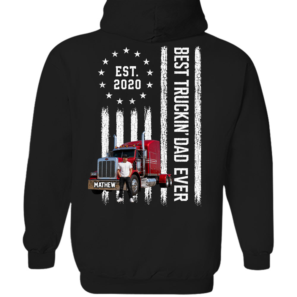Custom Photo Best Truckin' Dad Ever Shirt, Gift For Dad, Grandpa, Father's Day L0411 T24