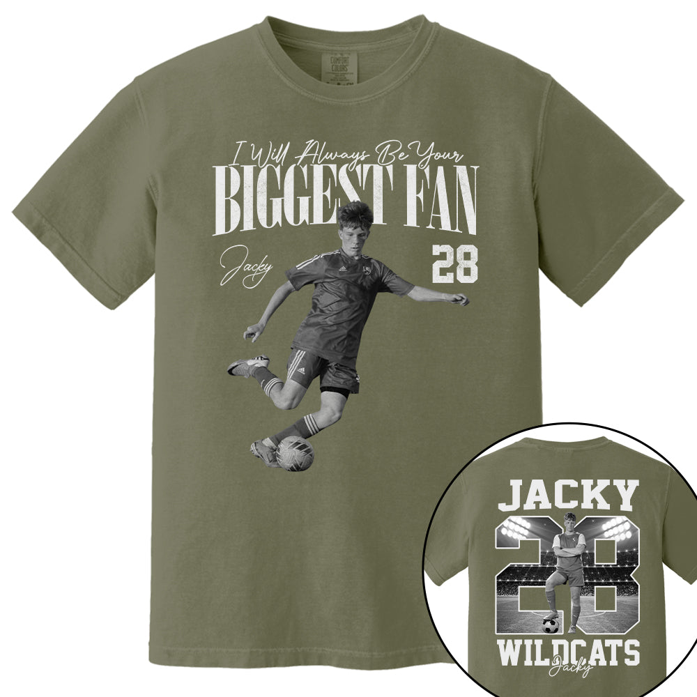I'll Always Be Your Biggest Fan - Washed Tee Retro Bootleg Shirt - Custom Photo Soccer Player Gift For Soccer Lovers T1807 T24