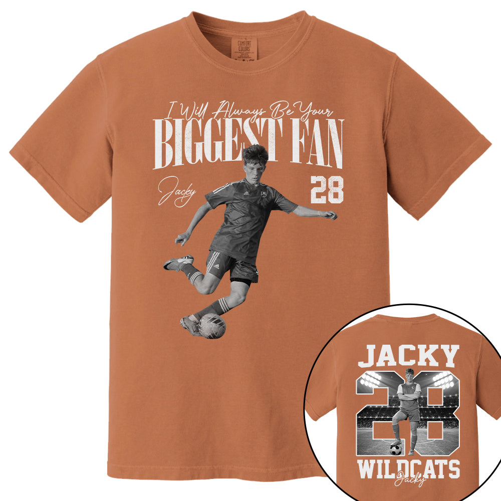 I'll Always Be Your Biggest Fan - Washed Tee Retro Bootleg Shirt - Custom Photo Soccer Player Gift For Soccer Lovers T1807 T24