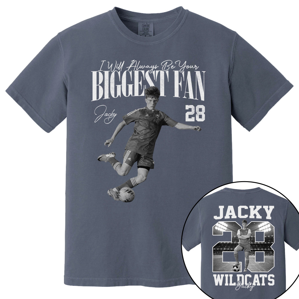 I'll Always Be Your Biggest Fan - Washed Tee Retro Bootleg Shirt - Custom Photo Soccer Player Gift For Soccer Lovers T1807 T24