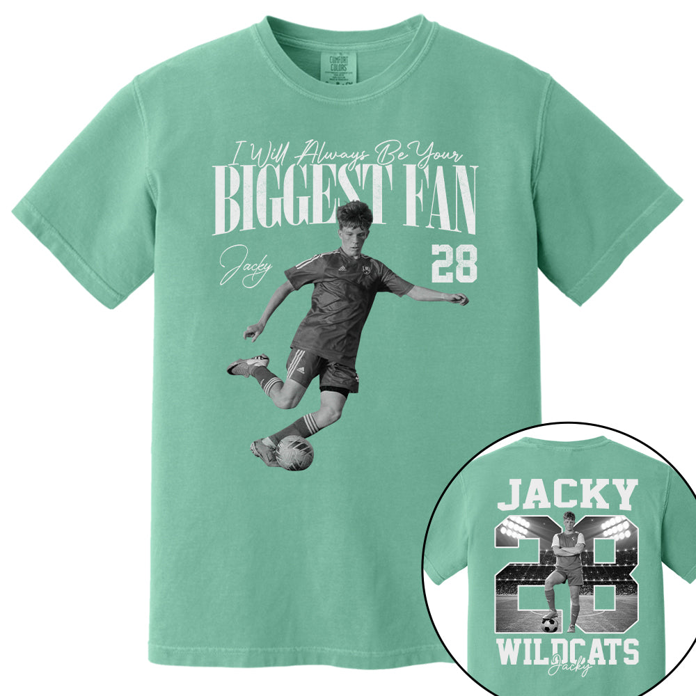 I'll Always Be Your Biggest Fan - Washed Tee Retro Bootleg Shirt - Custom Photo Soccer Player Gift For Soccer Lovers T1807 T24