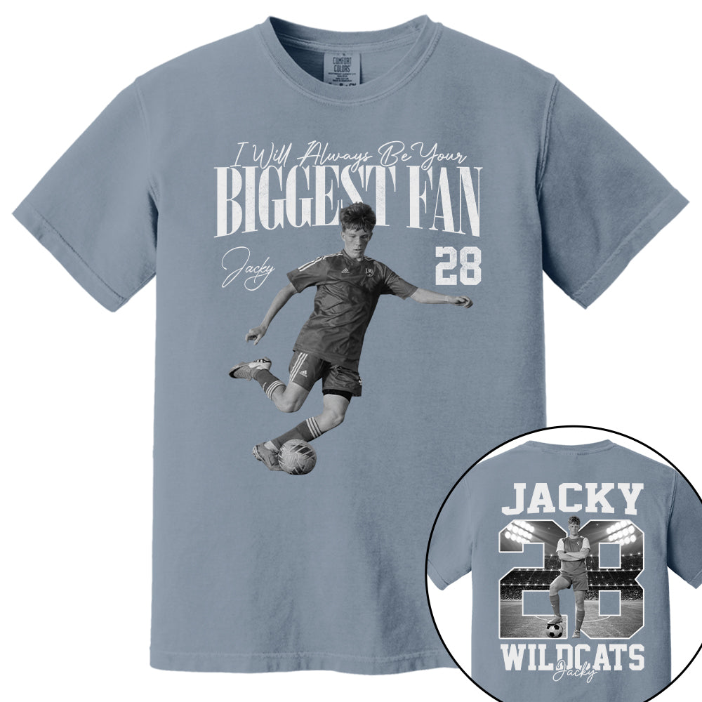 I'll Always Be Your Biggest Fan - Washed Tee Retro Bootleg Shirt - Custom Photo Soccer Player Gift For Soccer Lovers T1807 T24