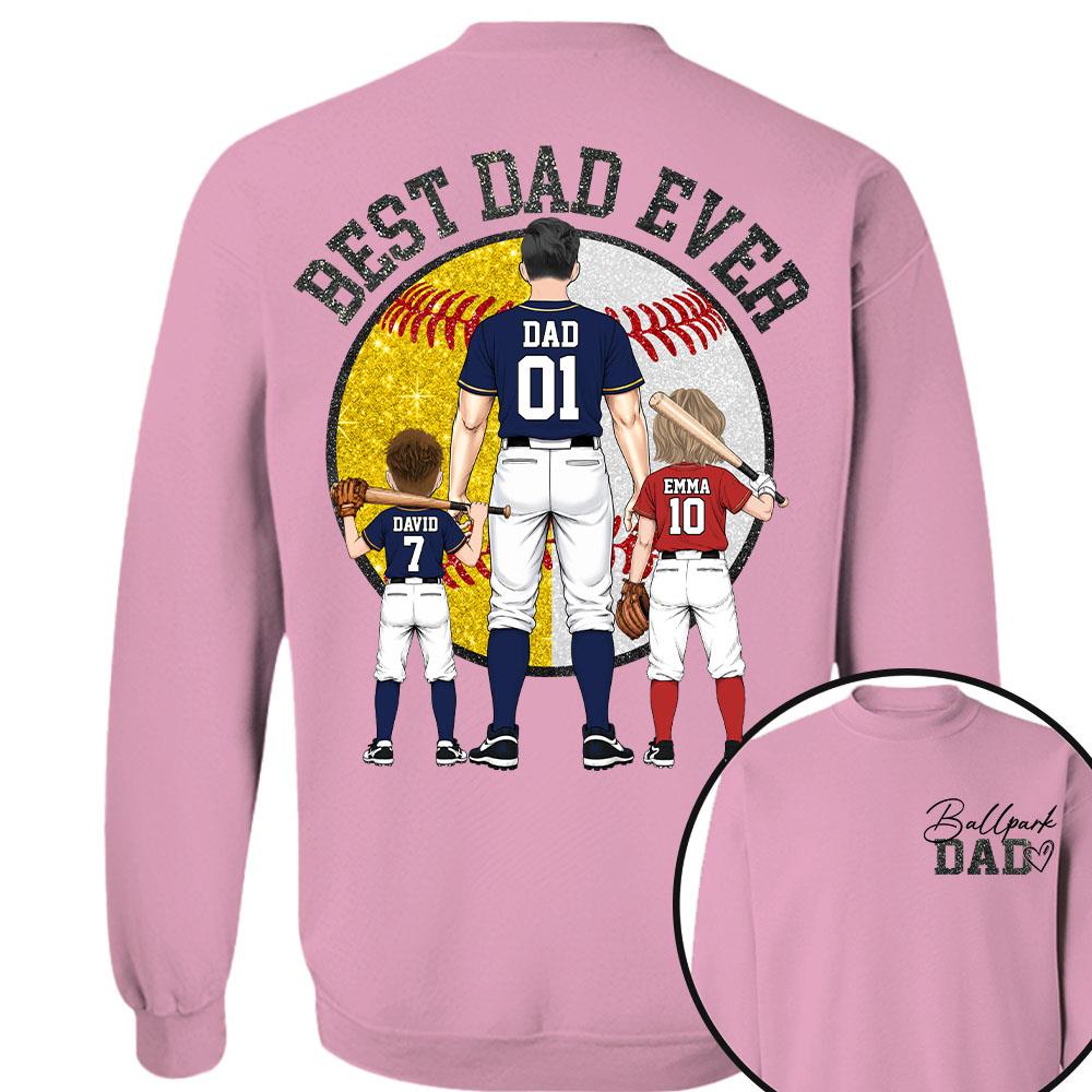Best Dad Ever Baseball Shirt – Personalized Dad & Kids Shirt, Father’s Day Gift for Baseball, Softball Dad Na02 Nh00