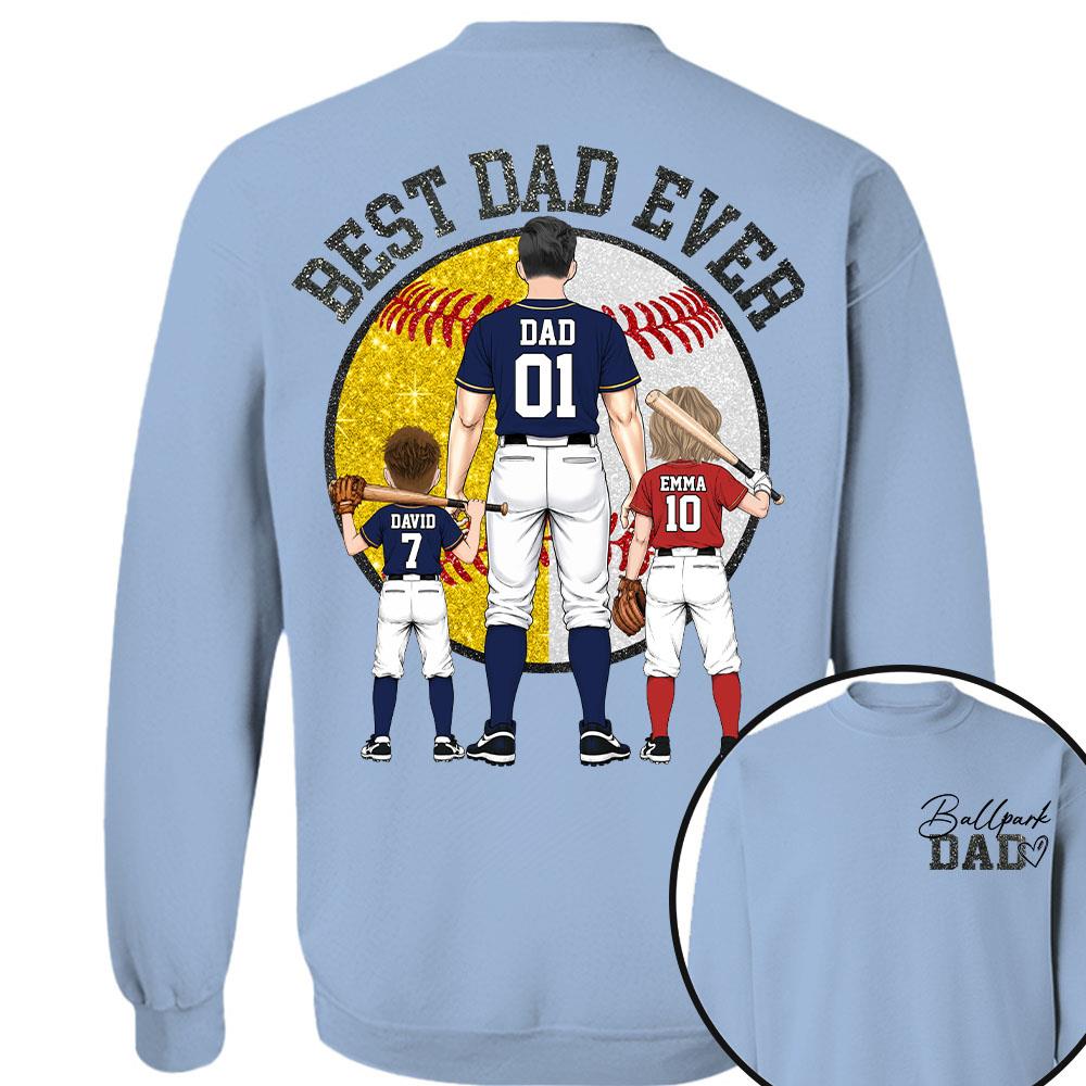 Best Dad Ever Baseball Shirt – Personalized Dad & Kids Shirt, Father’s Day Gift for Baseball, Softball Dad Na02 Nh00