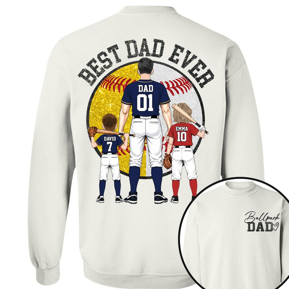 Best Dad Ever Baseball Shirt – Personalized Dad & Kids Shirt, Father’s Day Gift for Baseball, Softball Dad Na02 Nh00