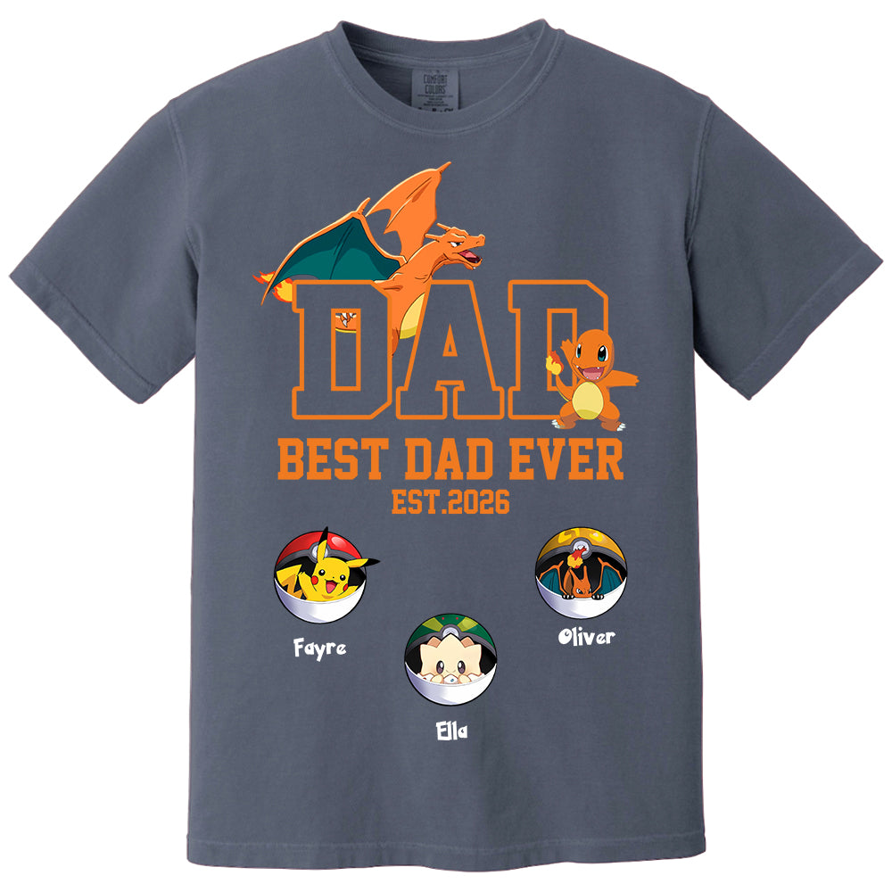 Pokedad Best Dad Ever, Personalized PokeDad Dad Est Shirt, Gift For Father's Day, Gift For Dad Husband MI209 TH23