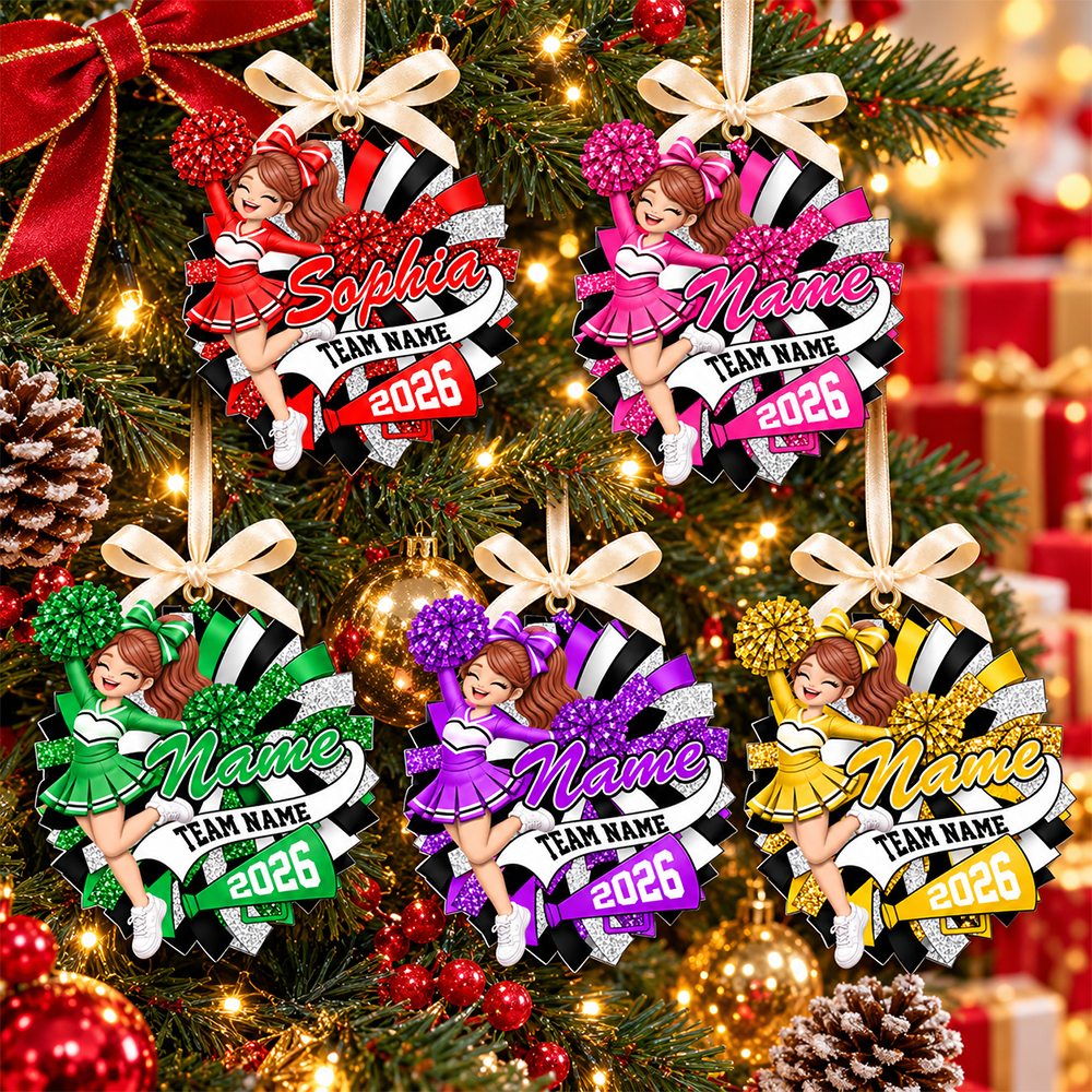 Custom Cheerleader 2D Flat Ornament  Cheerleading Christmas, Cheer Team Senior Night Gift L0411 Hv01