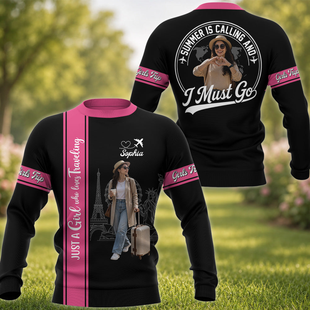 Just A Girl Boy Who Loves Traveling - Personalized Travel Shirt, Custom Photo Vacation Shirt Na02 Hv01