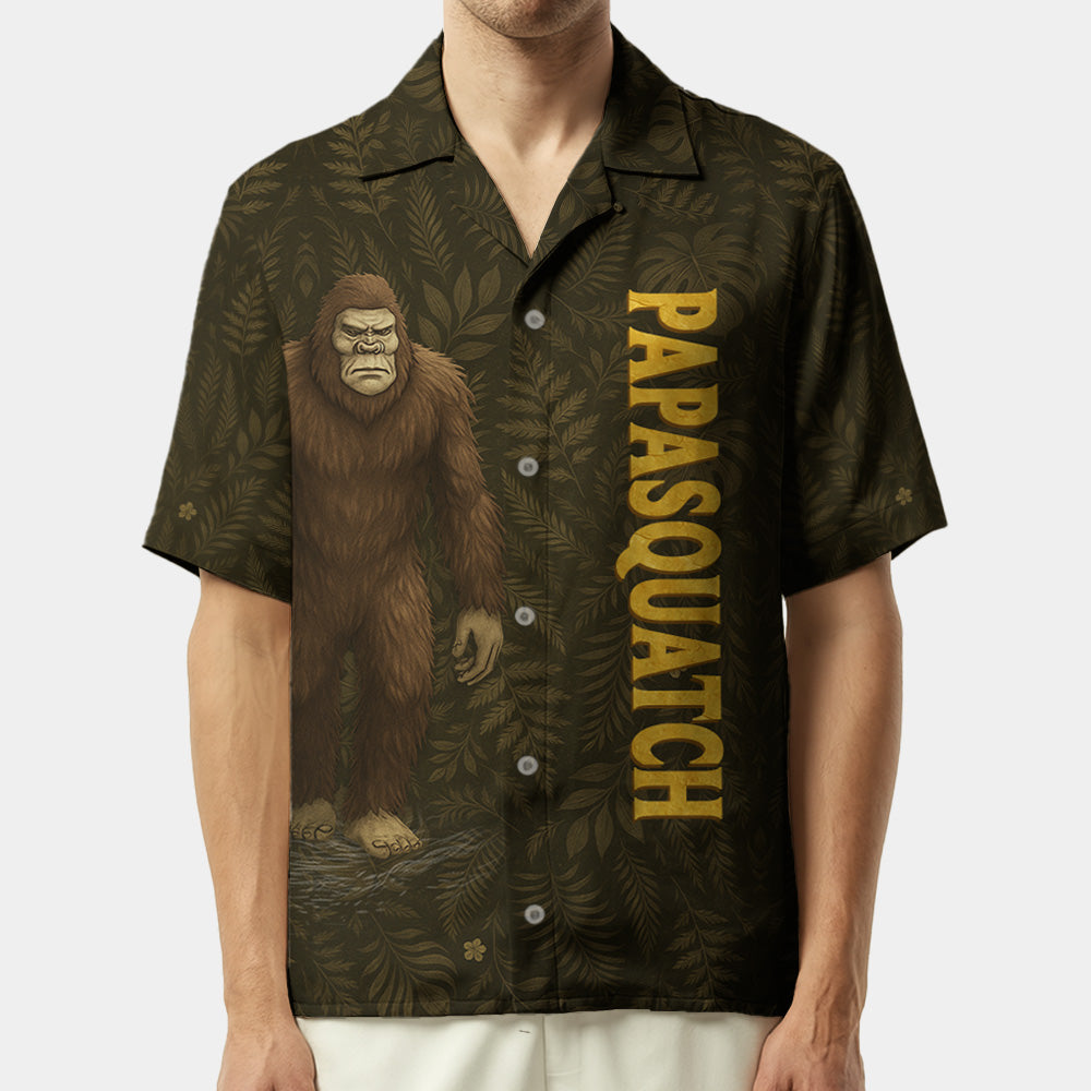 Custom Papasquatch, Like A Grandpa, Just Way More Squatchy Hawaiian Shirt, Personalized Vintage Short Sleeve Silk Shirt Pt99